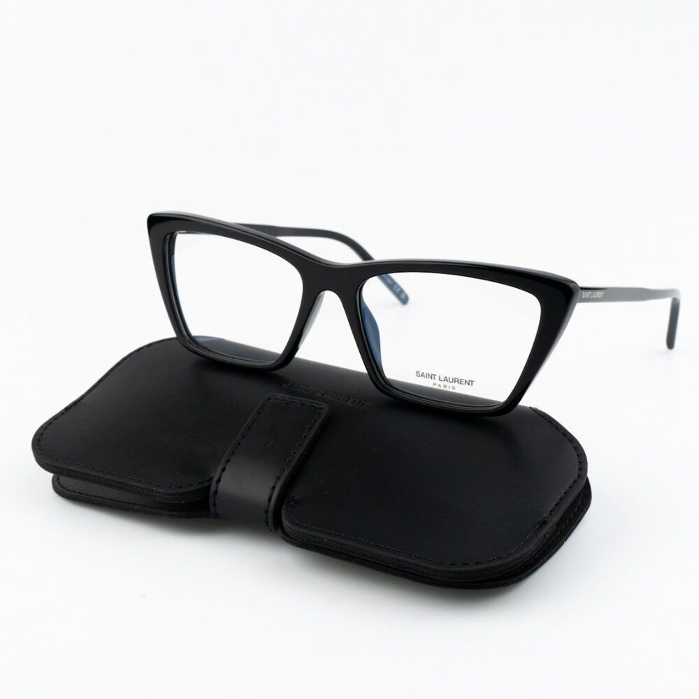 NEW Saint Laurent SL737 Mica Thin OPT 001 Black Cat Eye Unisex Eyeglasses - Picture 2 of 11